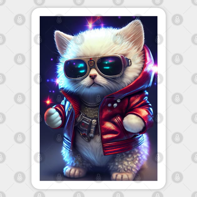 Cute Cosmic Cat - Anime Art design Sticker by AlNoah